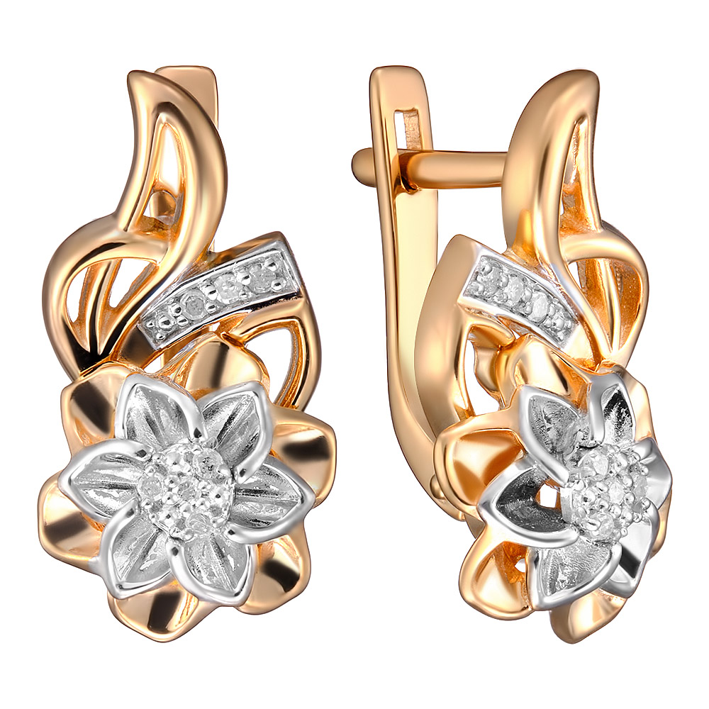 Серебряные серьги 925 пробы; вставки 14 Бр.Кр-17 2/3А 0,07;
