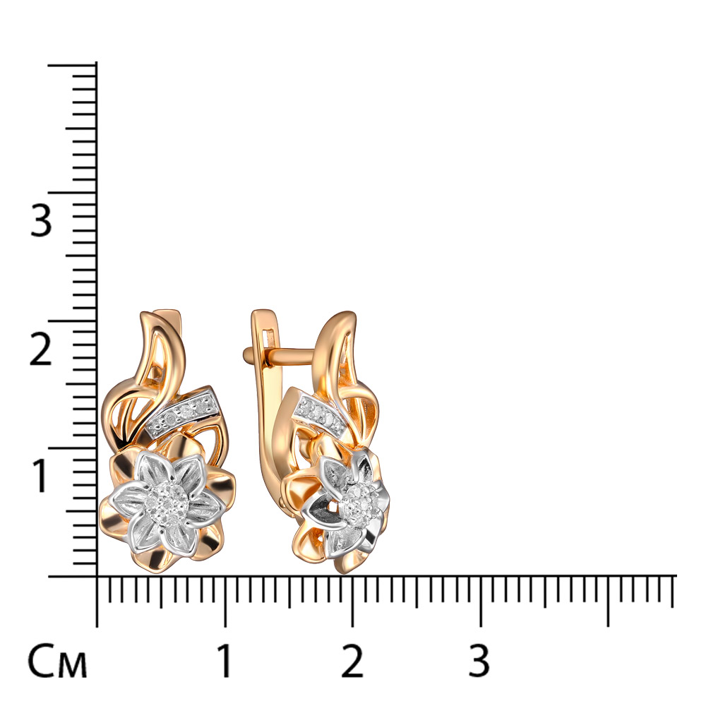 Серебряные серьги 925 пробы; вставки 14 Бр.Кр-17 2/3А 0,07;
