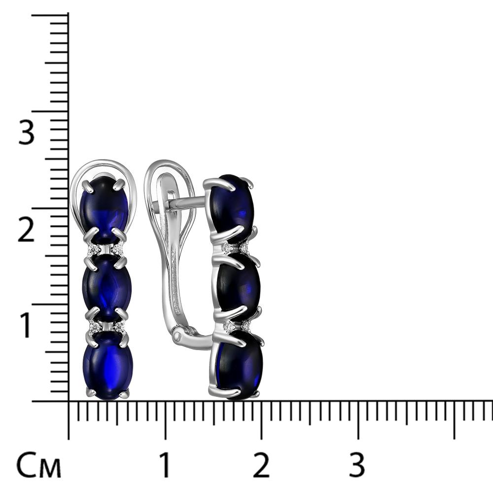 Серебряные серьги 925 пробы; вставки 6 Янтарь; 8 Фианит бесцв.;