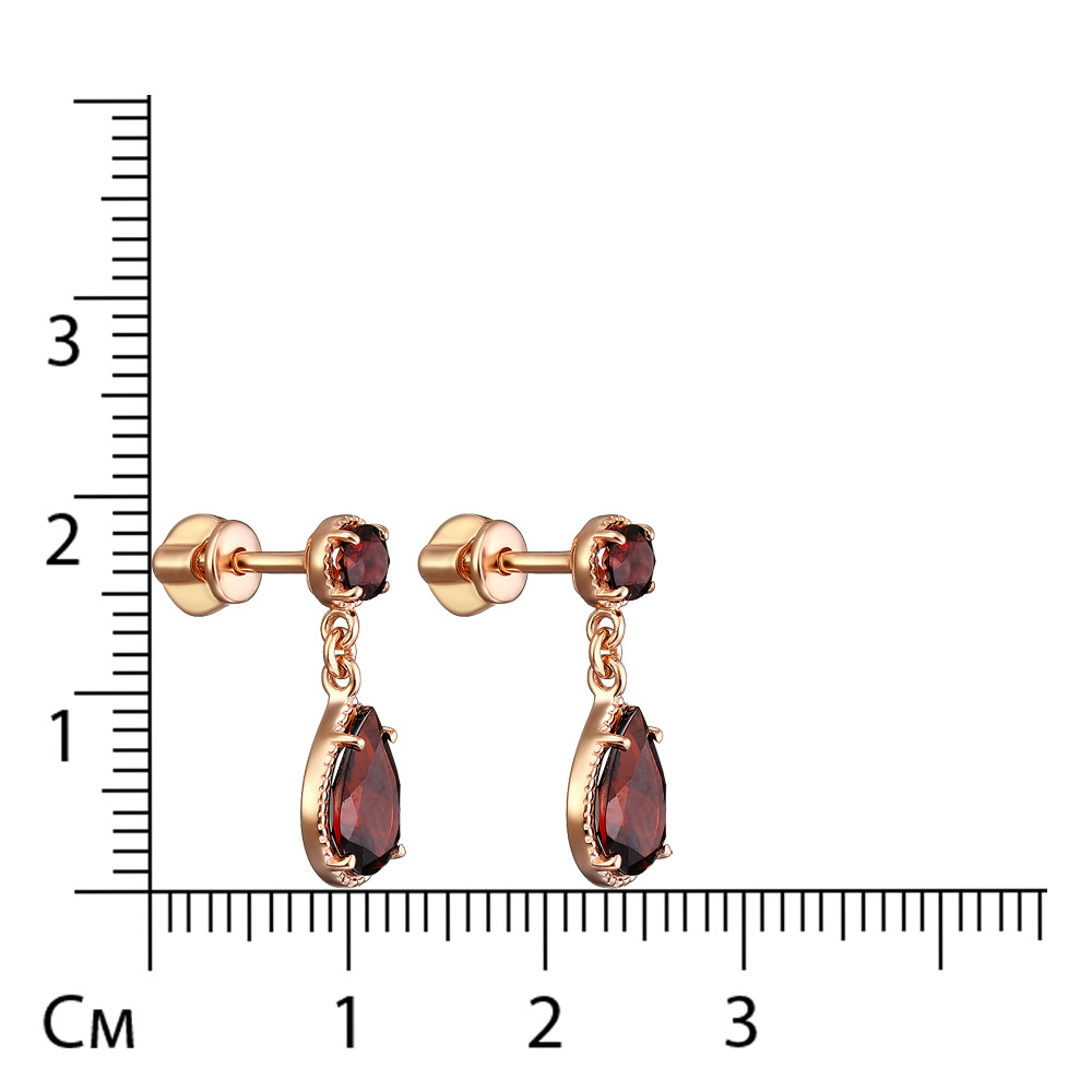 Серебряные серьги 925 пробы; вставки 4 Гранат;