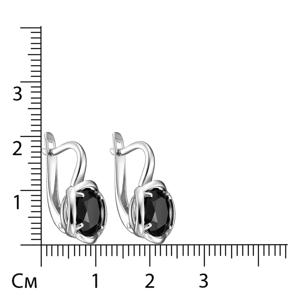 Серебряные серьги с черными сапфирами