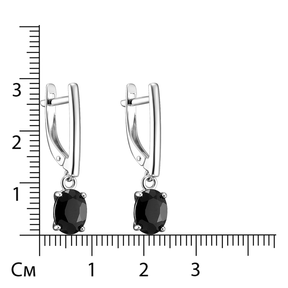 Серебряные серьги 925 пробы; вставки 2 Сапфир U черный;