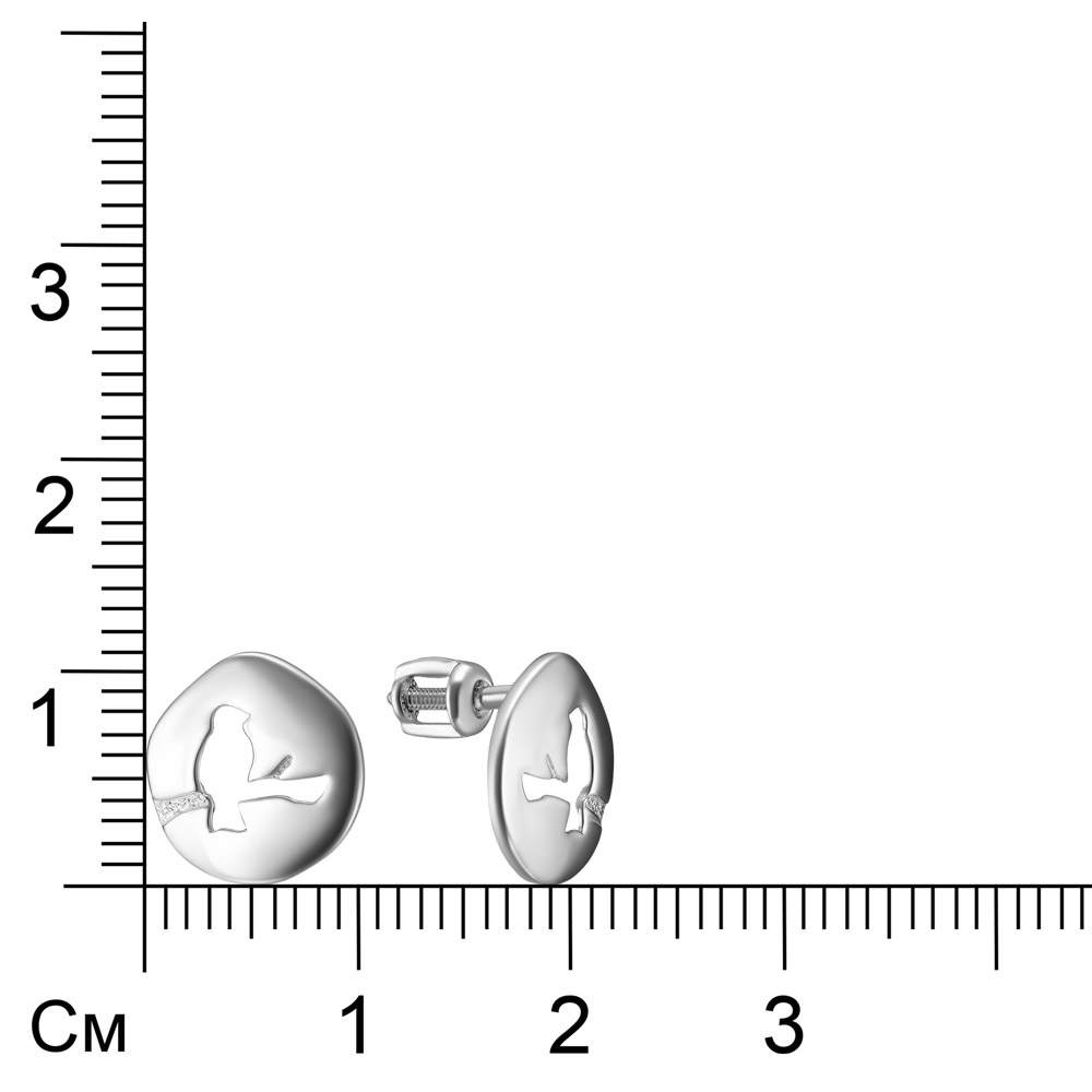 Серебряные серьги-пусеты "Птицы"