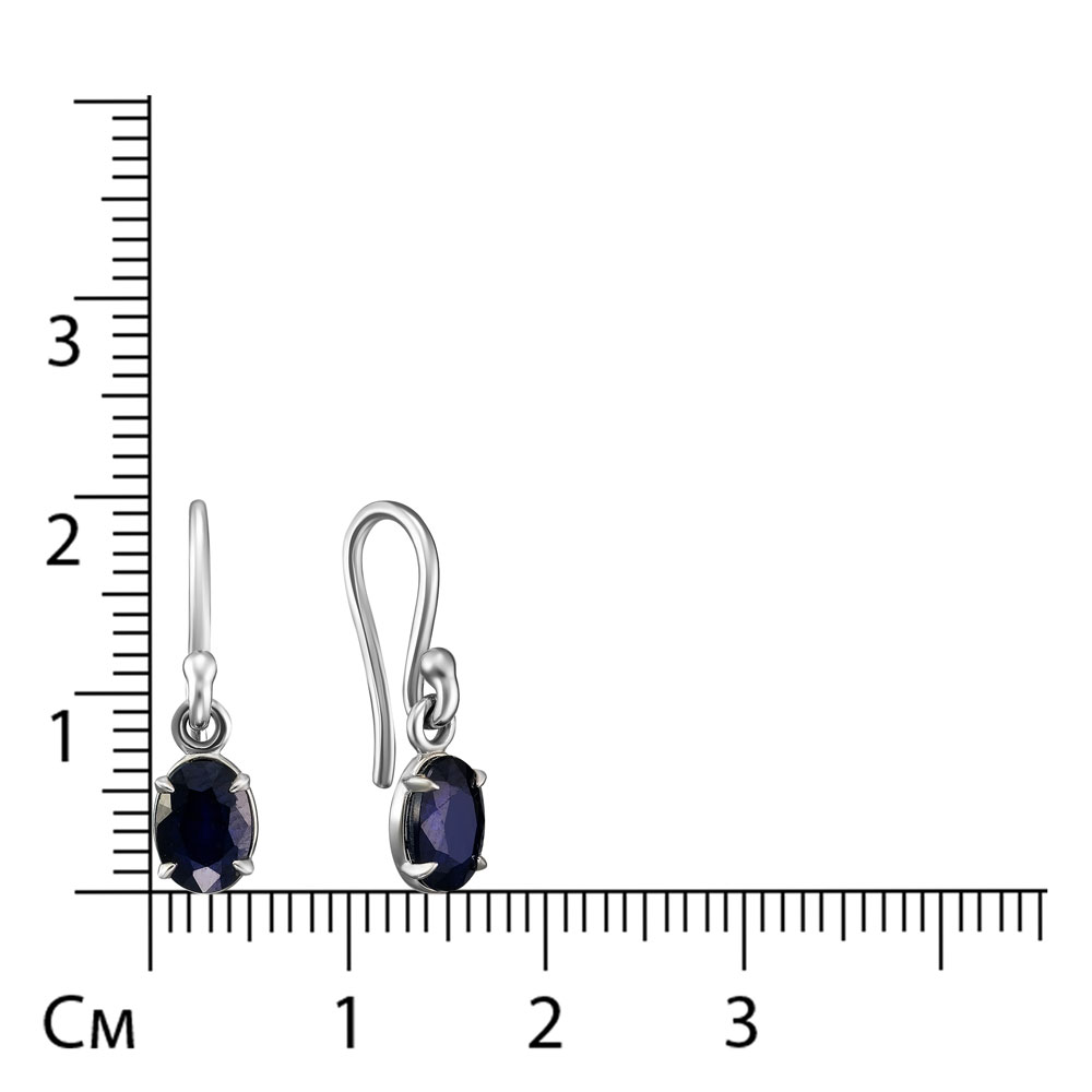 Серебряные серьги 925 пробы; вставки 2 Сапфир 2,4 U/2