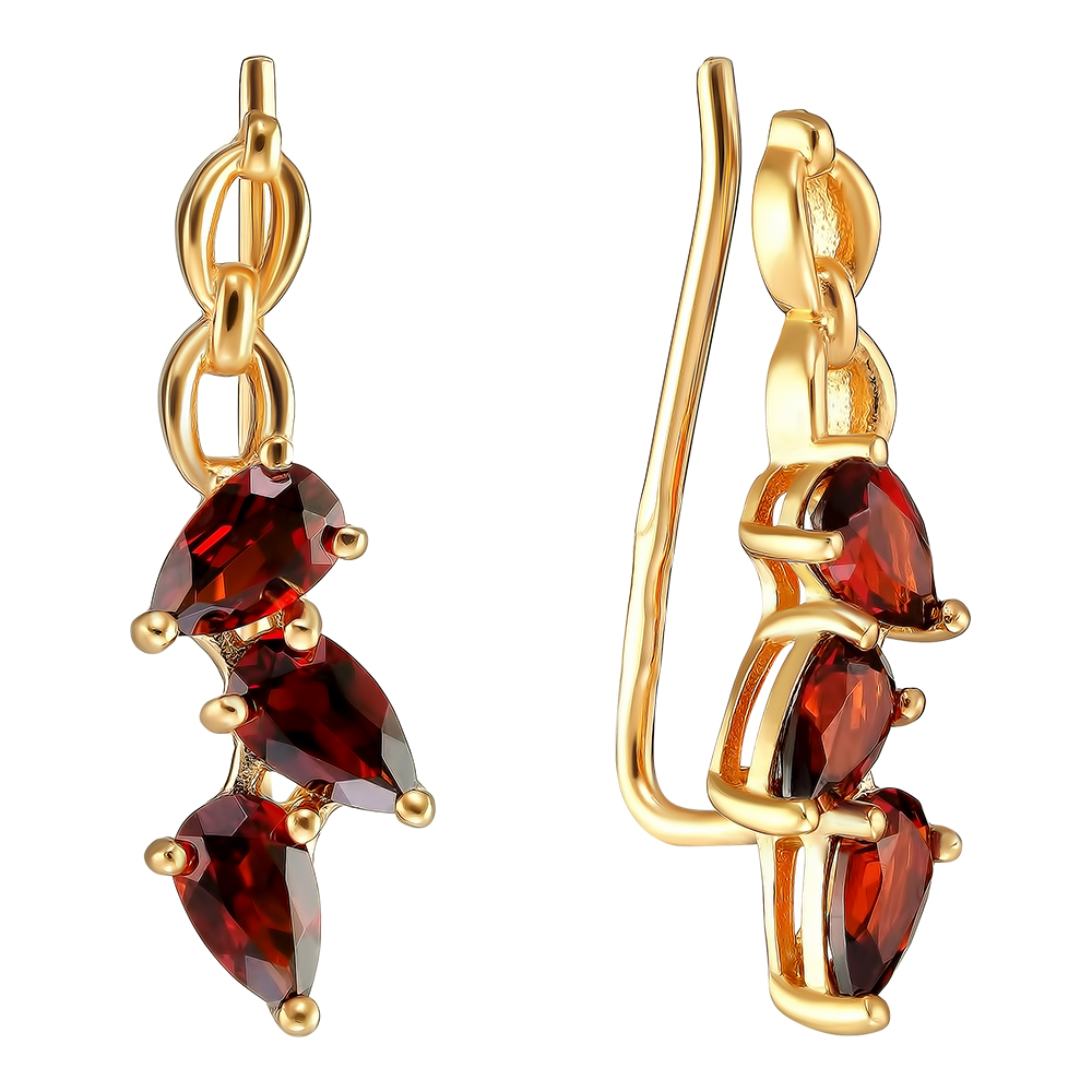 Серебряные серьги 925 пробы; вставки 6 Гранат;