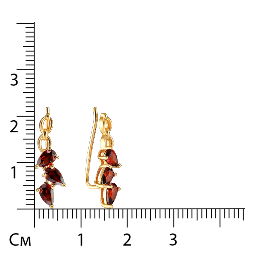Серебряные серьги 925 пробы; вставки 6 Гранат;