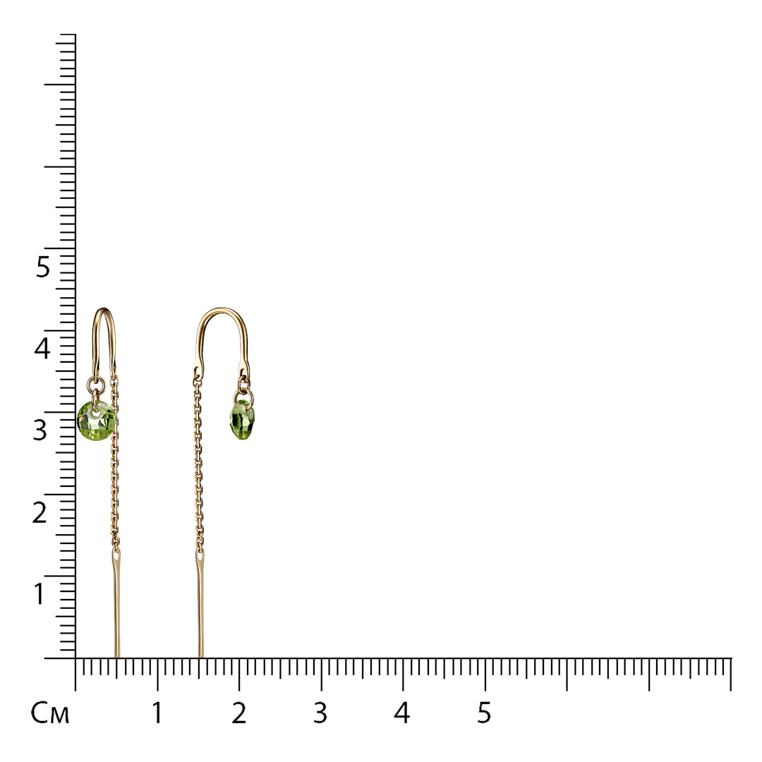 Серьги-протяжки из золота с хризолитами