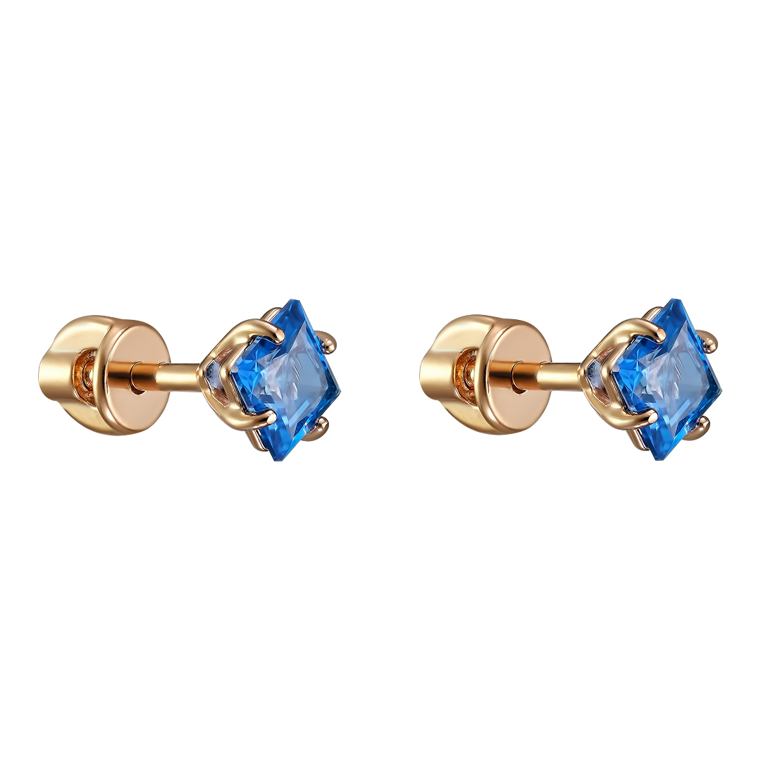 Серебряные серьги-пусеты 925 пробы; вставки 2 Топаз SWAROVSKI кашмир;