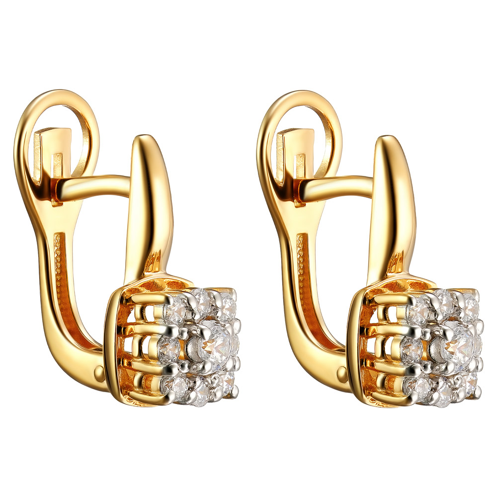 Серебряные серьги 925 пробы; вставки 18 Фианит бесцв.;