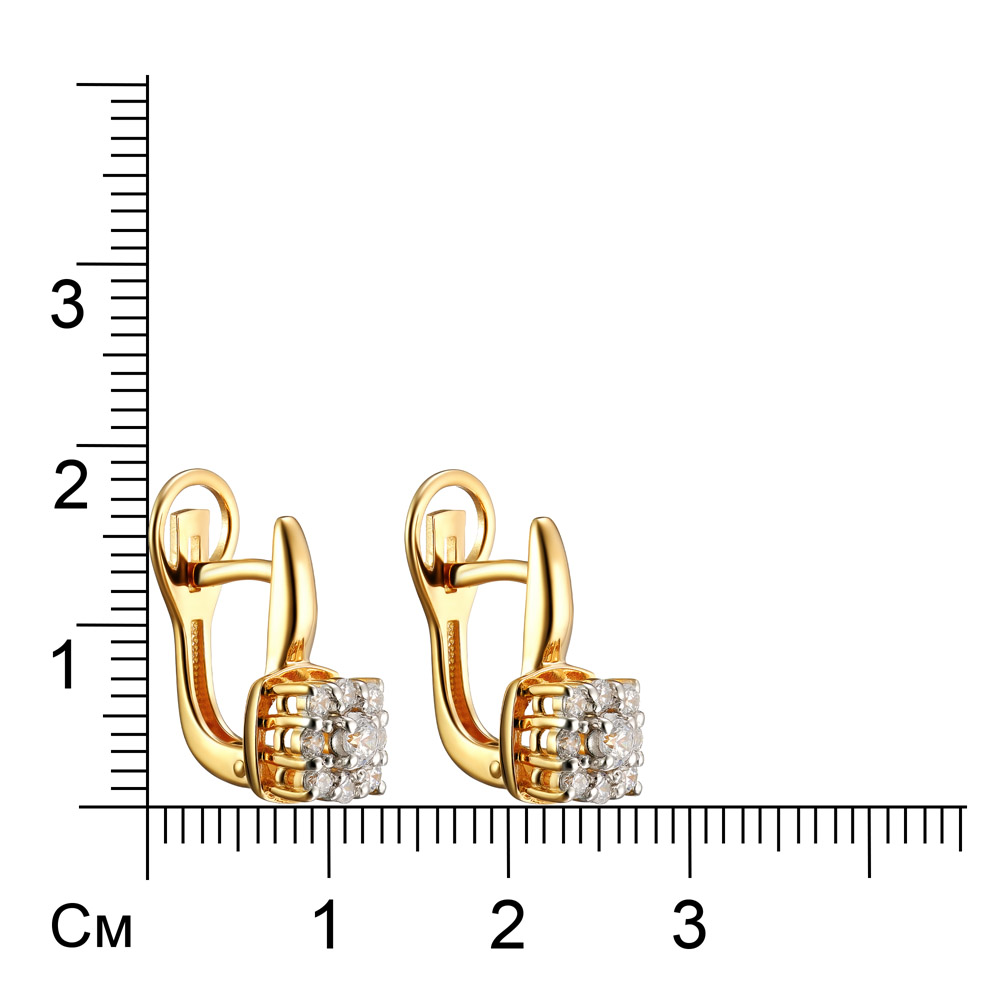 Серебряные серьги 925 пробы; вставки 18 Фианит бесцв.;