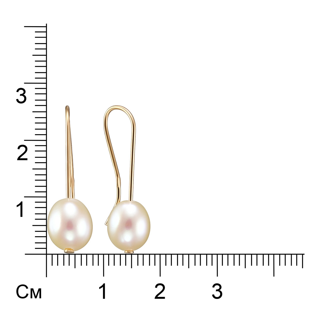 Золотые серьги 585 пробы; вставки 2 Жемчуг культ. белый;