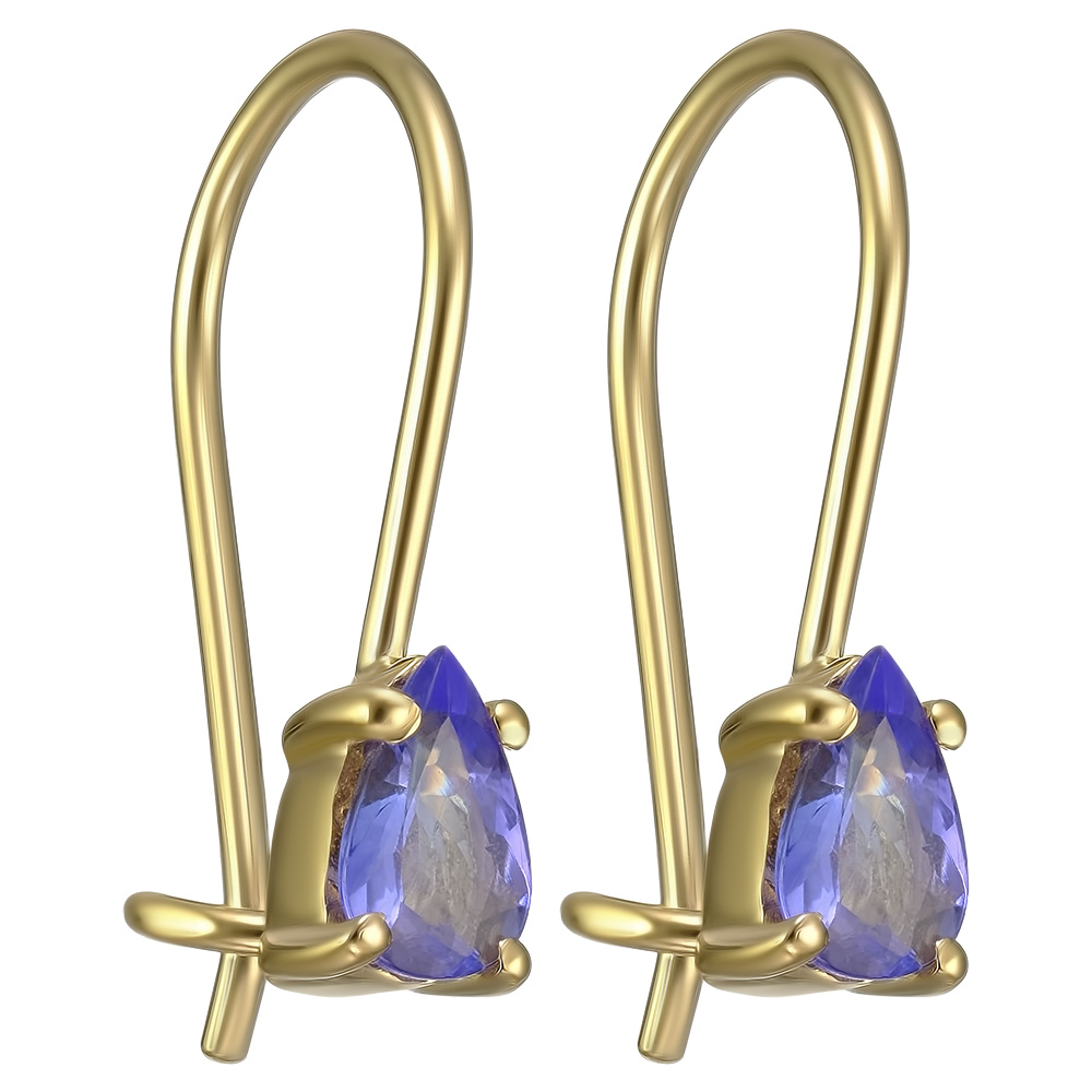 Серебряные серьги 925 пробы; вставки 2 Танзанит 0,74ct, груша 6х4мм.;