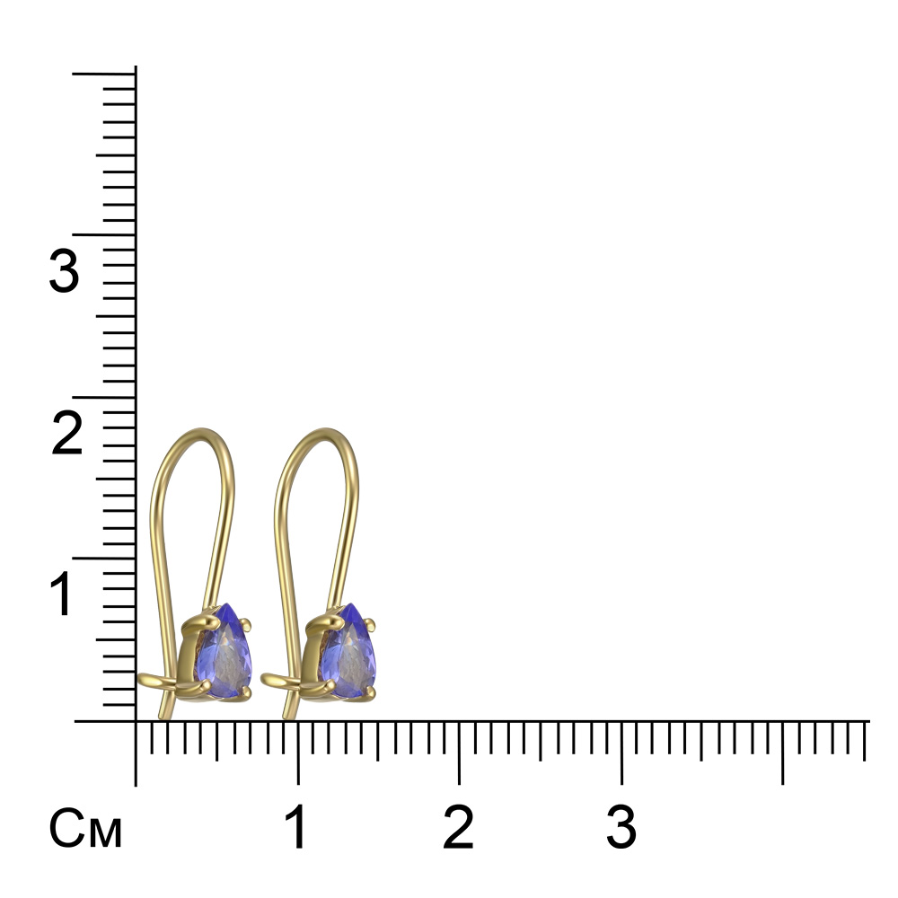 Серебряные серьги 925 пробы; вставки 2 Танзанит 0,74ct, груша 6х4мм.;