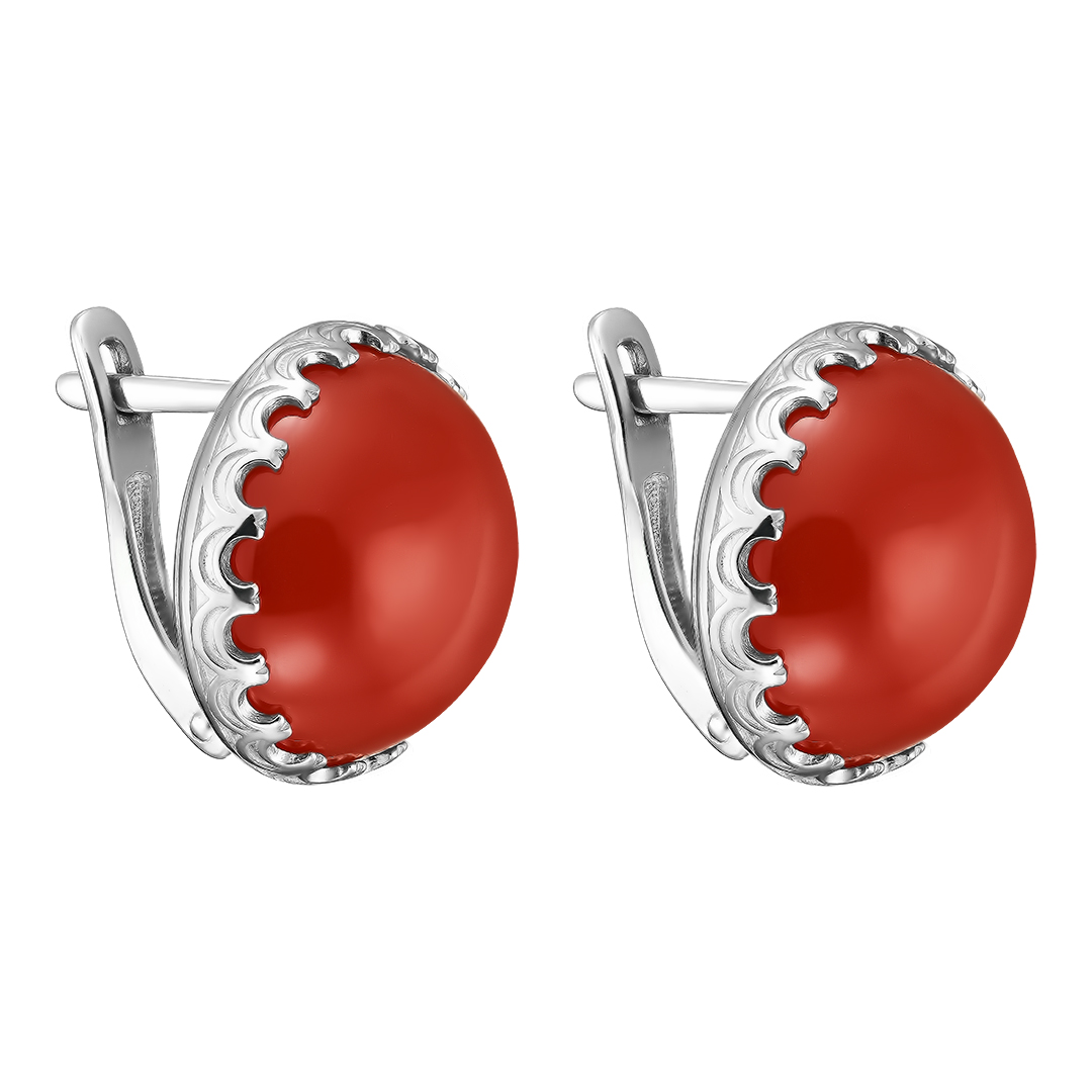 Серебряные серьги 925 пробы; вставки 2 Агат нат.;