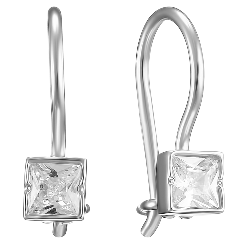 Серебряные серьги 925 пробы; вставки 2 Куб. Цирконий бесцв.;