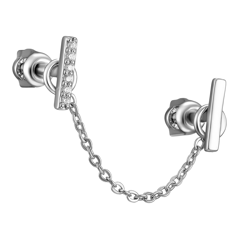 Серебряные серьги 925 пробы; вставки 6 Куб. Цирконий бесцв.;
