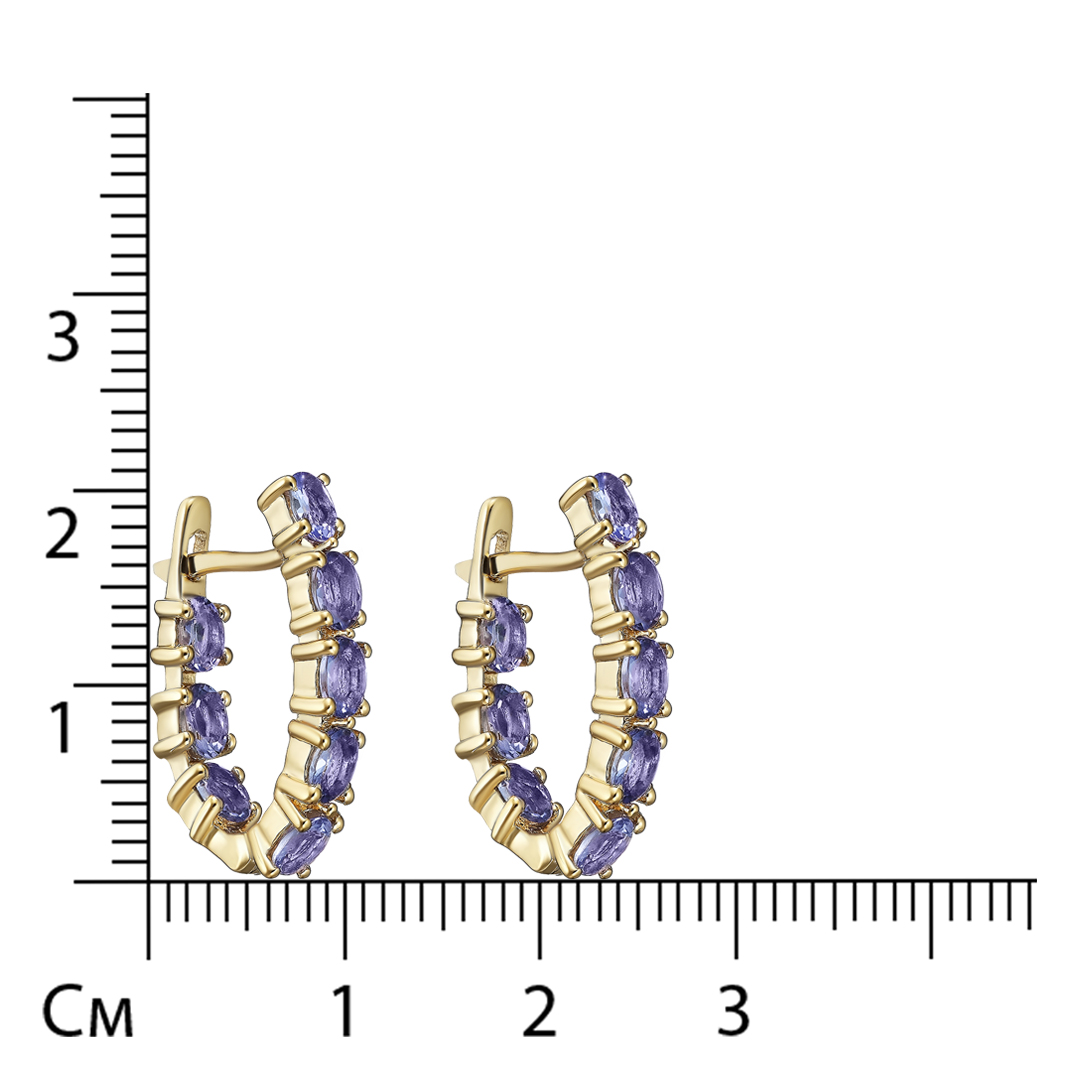 Серебряные серьги 925 пробы; вставки 16 Танзанит 2,72 ct;