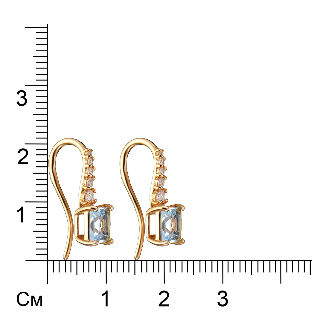 Серебряные серьги 925 пробы; вставки 2 Топаз ; 10 Фианит бесцв.;