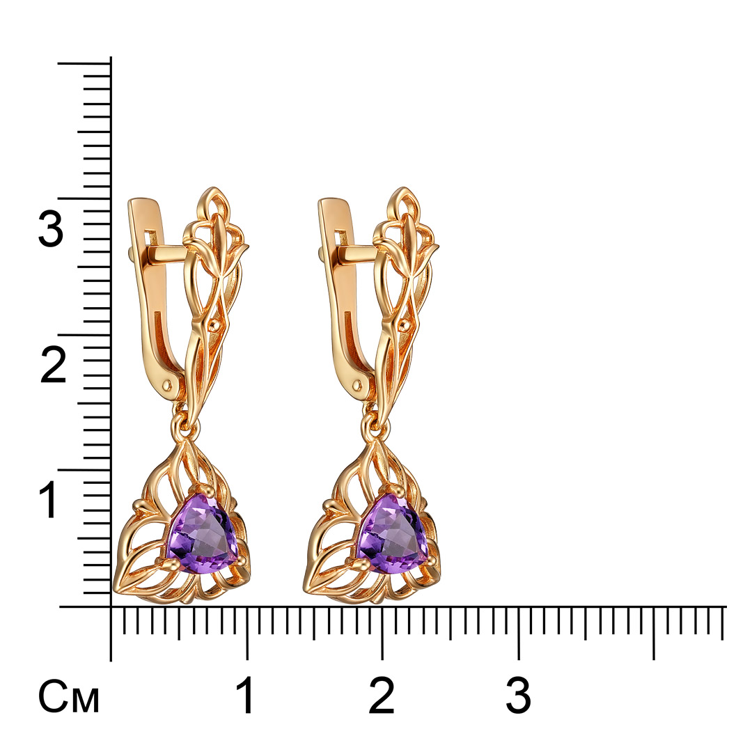Серебряные серьги 925 пробы; вставки 2 Аметист;