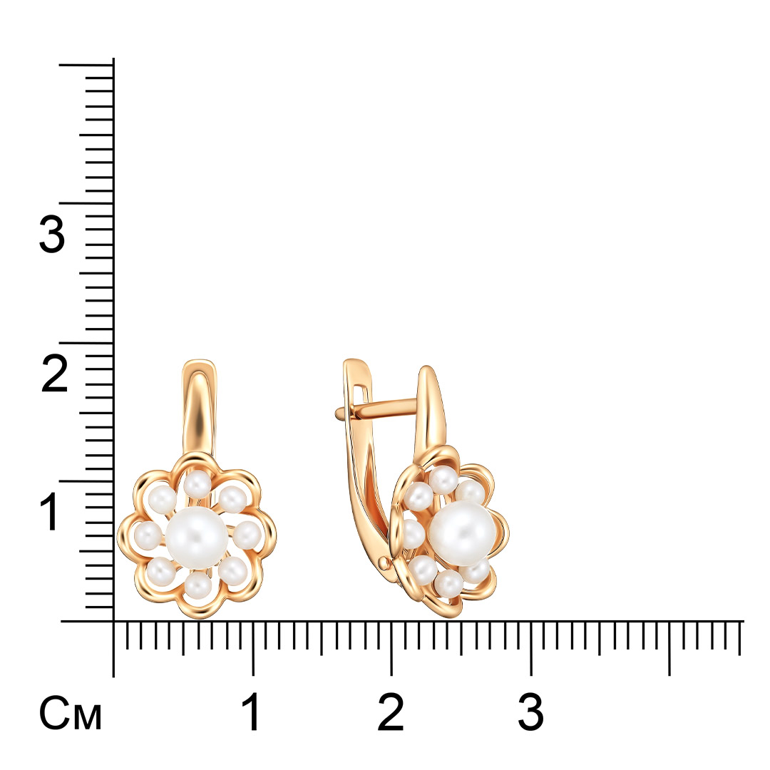 Серебряные серьги с жемчугом "Цветы"