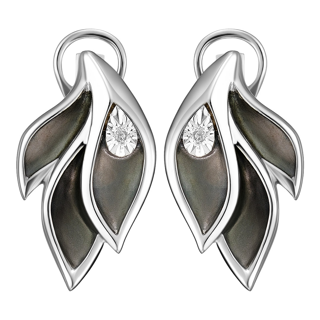 Серебряные серьги с бриллиантами