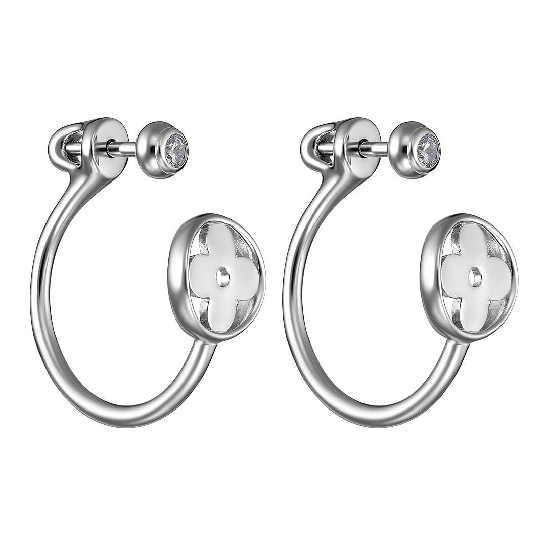 Серебряные серьги 925 пробы; вставки 2 Фианит бесцв.;