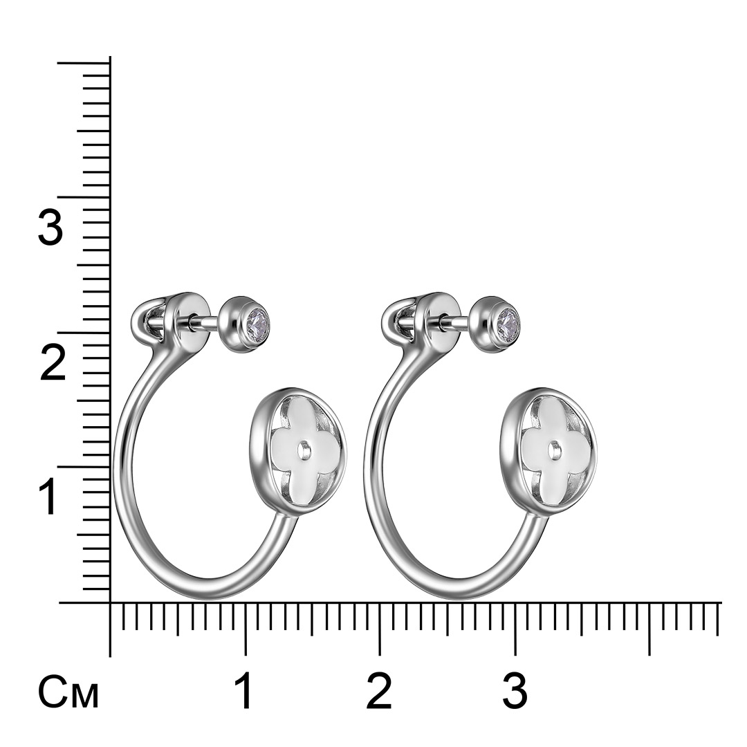 Серебряные серьги 925 пробы; вставки 2 Фианит бесцв.;