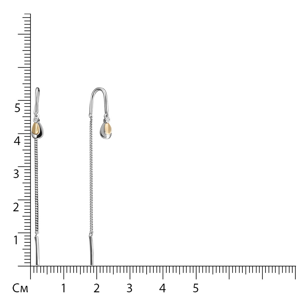Серебряные серьги-протяжки с бриллиантами