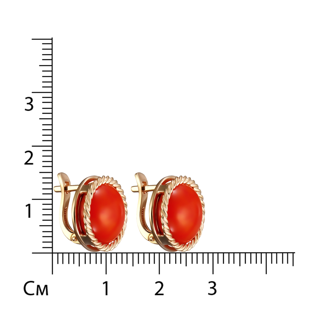 Серебряные серьги 925 пробы; вставки 2 Коралл нат.;
