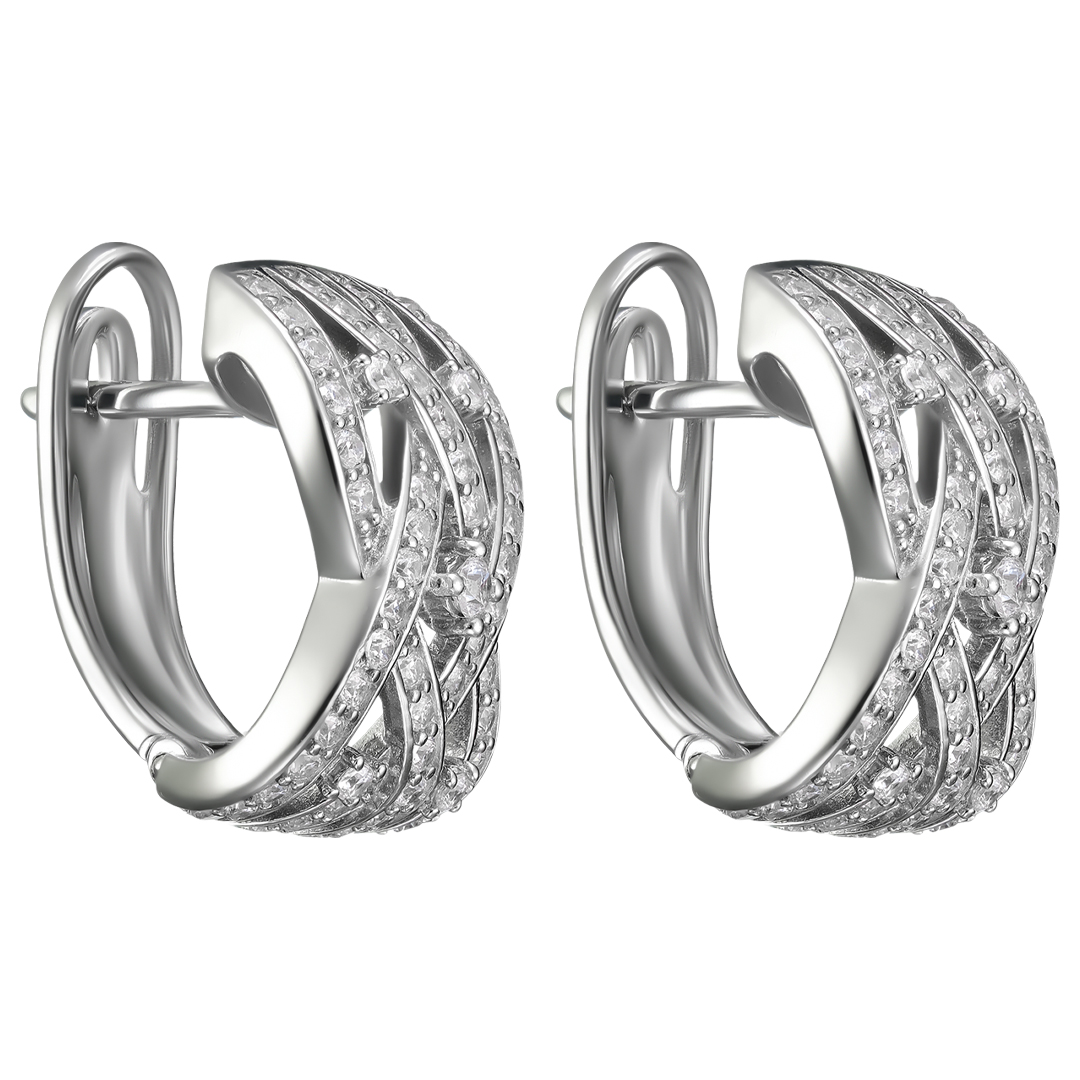 Серебряные серьги 925 пробы; вставки 118 Фианит бесцв.;