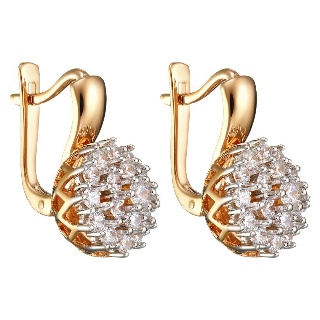 Серебряные серьги 925 пробы; вставки 38 Фианит бесцв.;
