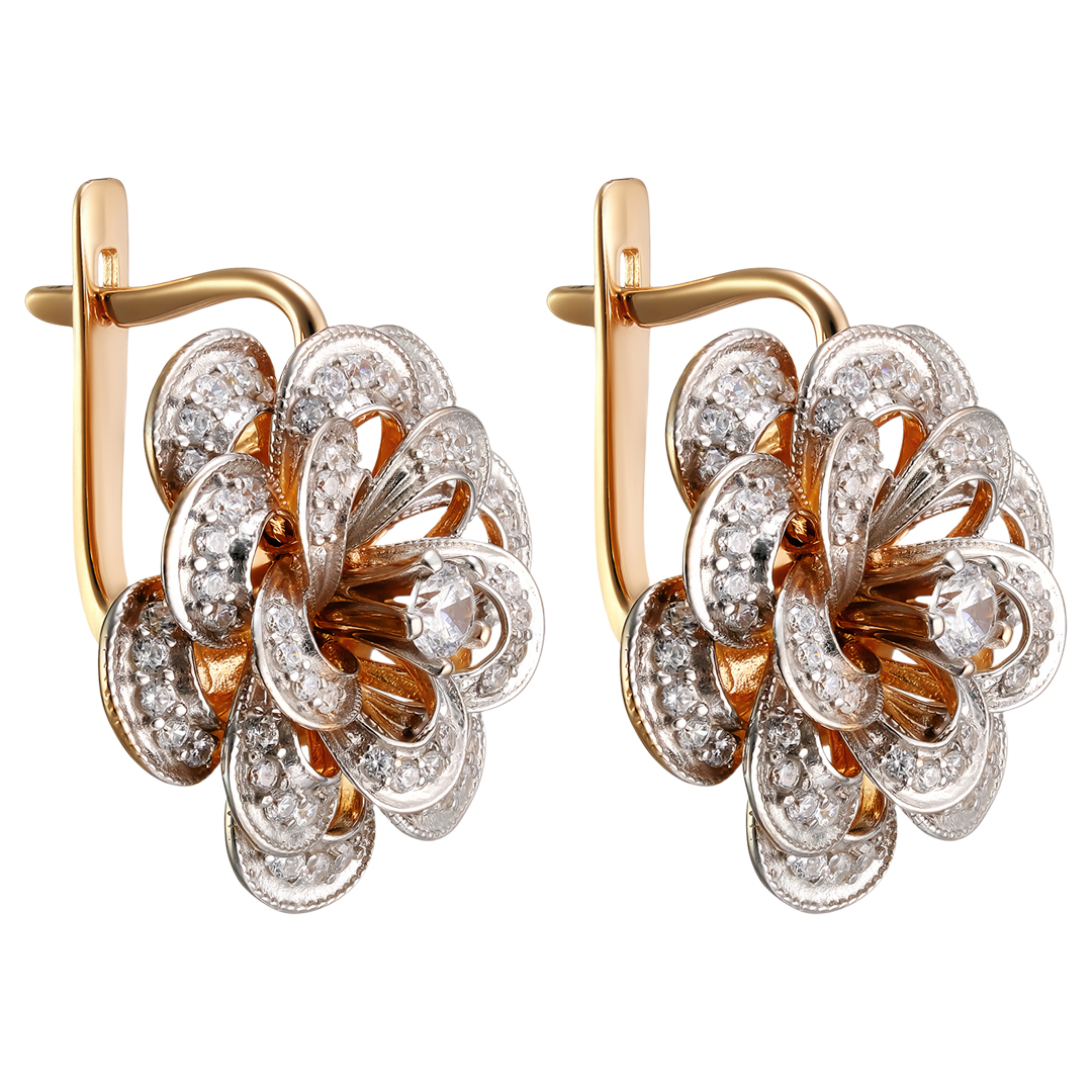 Серебряные серьги 925 пробы; вставки 142 Фианит бесцв.;