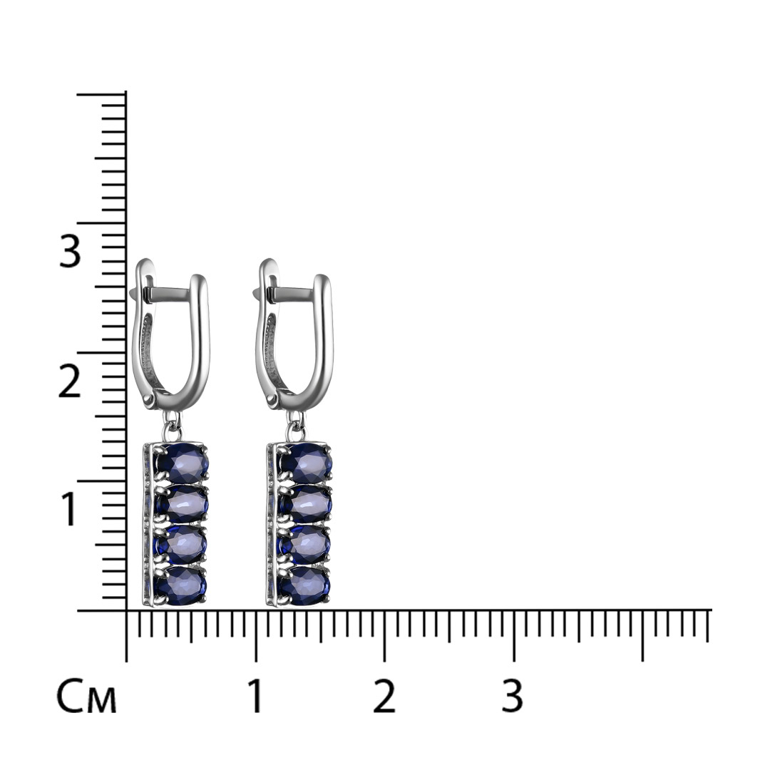Серебряные серьги 925 пробы; вставки 8 Сапфир U/2 2,056;