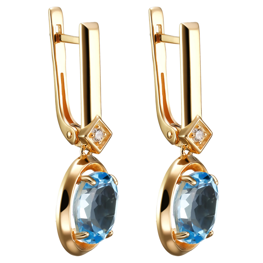 Серебряные серьги 925 пробы; вставки 2 Топаз; 2 Фианит бесцв.;