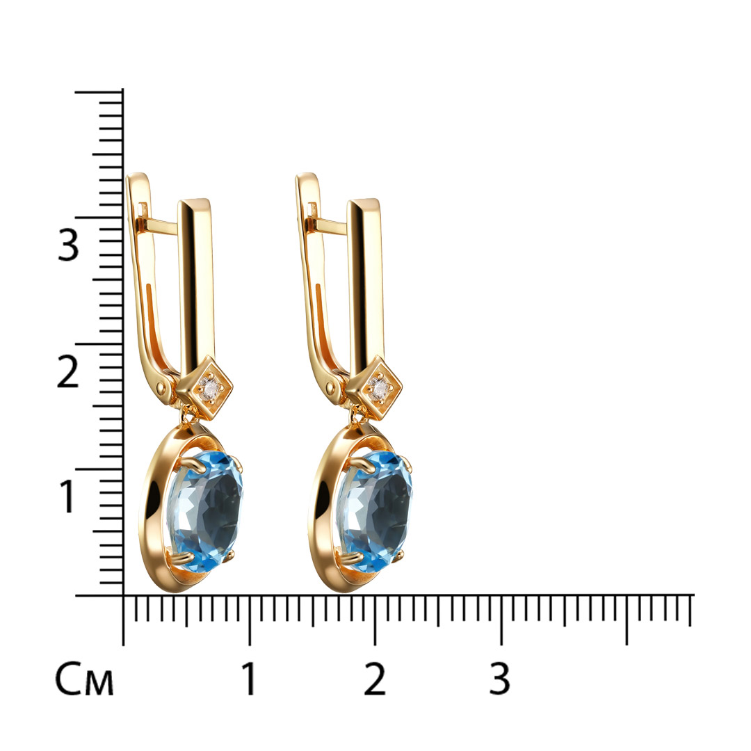 Серебряные серьги 925 пробы; вставки 2 Топаз; 2 Фианит бесцв.;