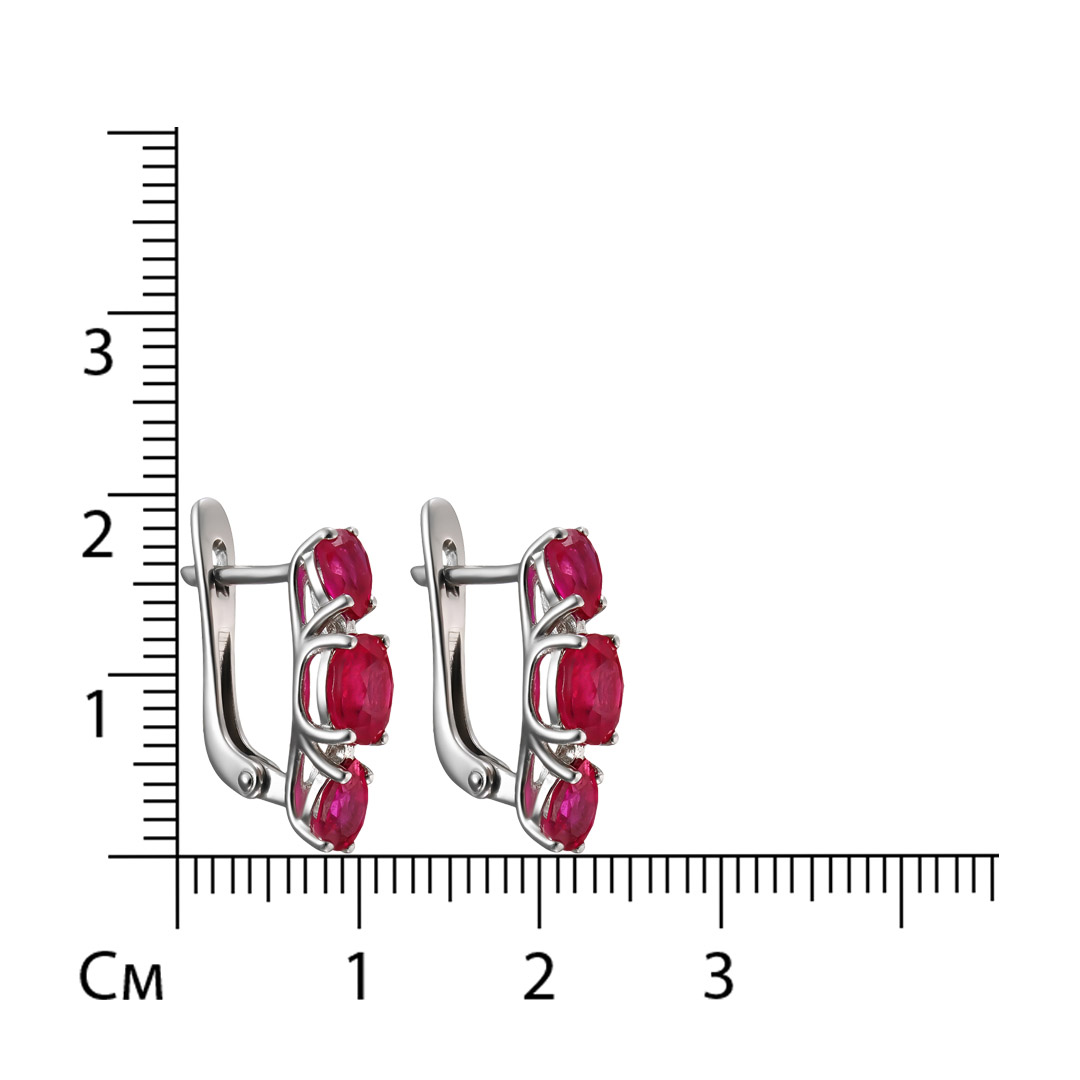 Серебряные серьги 925 пробы; вставки 2 Рубин 2/F 0,587; 2 Рубин 2/F 0,604; 2 Рубин 2/F 1,394;