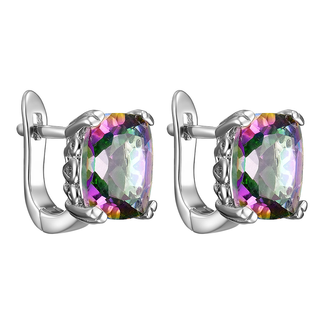 Серебряные серьги 925 пробы; вставки 2 Топаз Мистик;