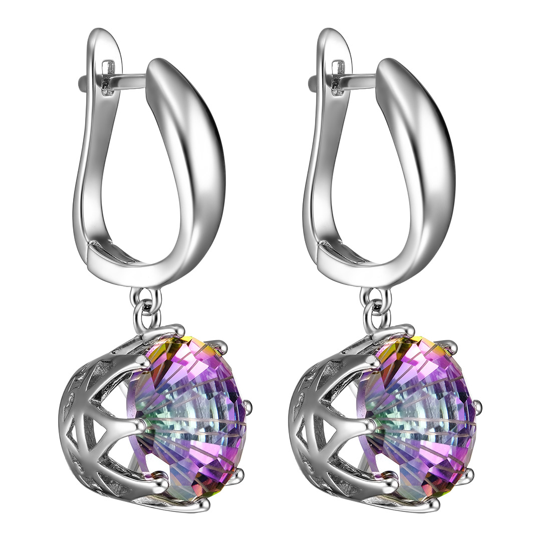 Серебряные серьги 925 пробы; вставки 2 Топаз Мистик;
