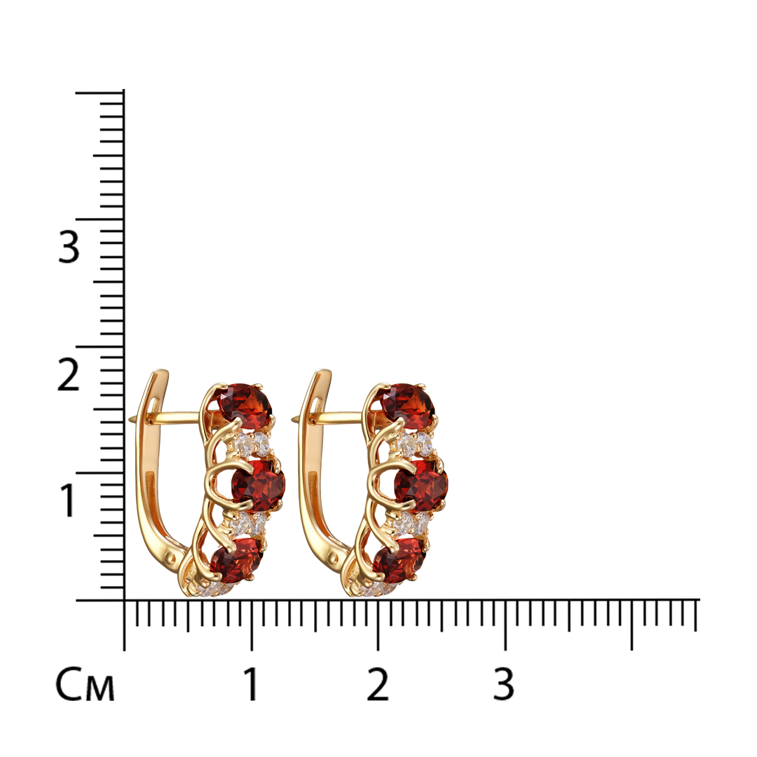 Серебряные серьги 925 пробы; вставки 6 Гранат; 12 Фианит бесцв.;