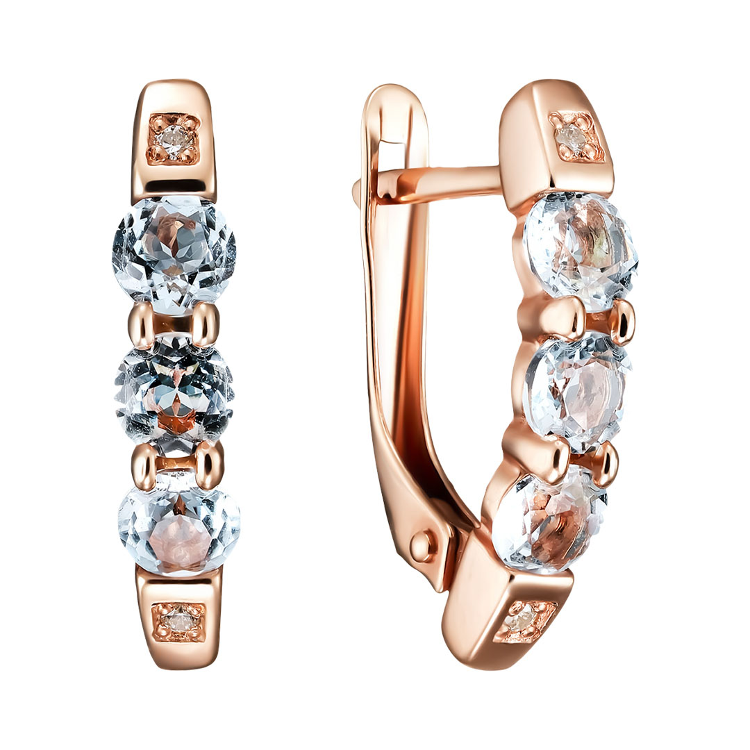 Серебряные серьги 925 пробы; вставки 6 Топаз; 4 Фианит бесцв;