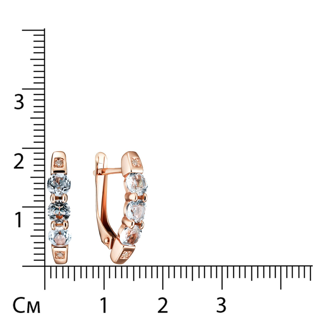 Серебряные серьги 925 пробы; вставки 6 Топаз; 4 Фианит бесцв;