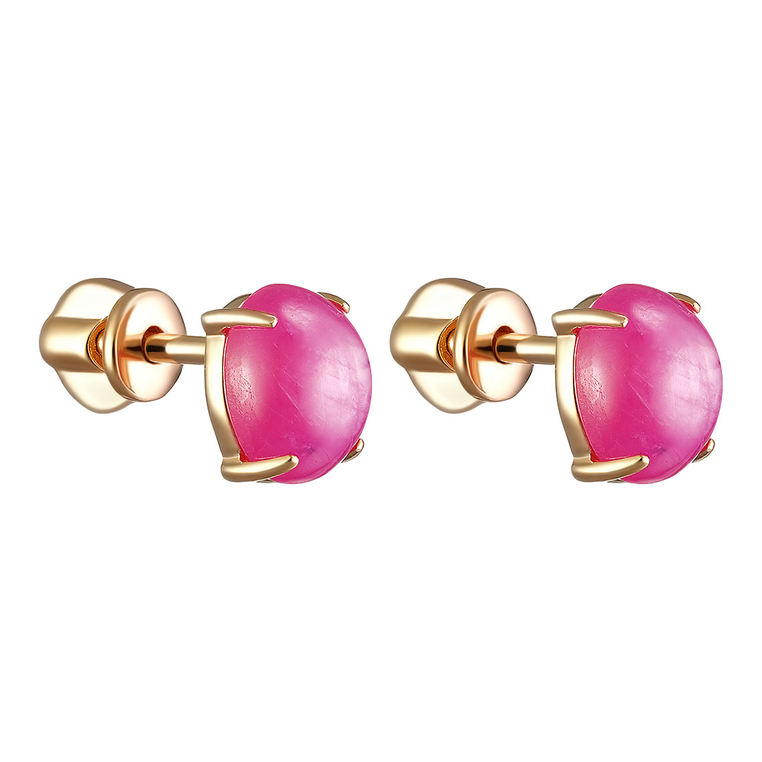 Серебряные серьги-пусеты 925 пробы; вставки 2 Рубин F/2 5,026;