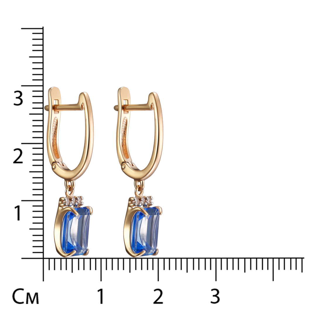 Серебряные серьги 925 пробы; вставки 2 Топаз SWAROVSKI кашмир; 6 Фианит бесцв.;