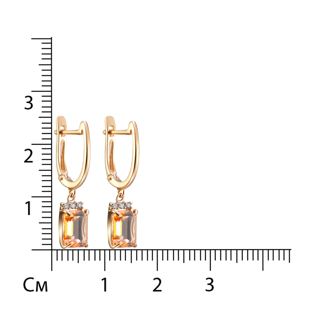 Серебряные серьги 925 пробы; вставки 2 Топаз SWAROVSKI; 6 Фианит бесцв.;