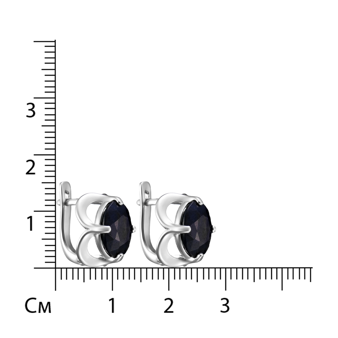 Серебряные серьги 925 пробы; вставки 2 Сапфир 6,969 U/2;