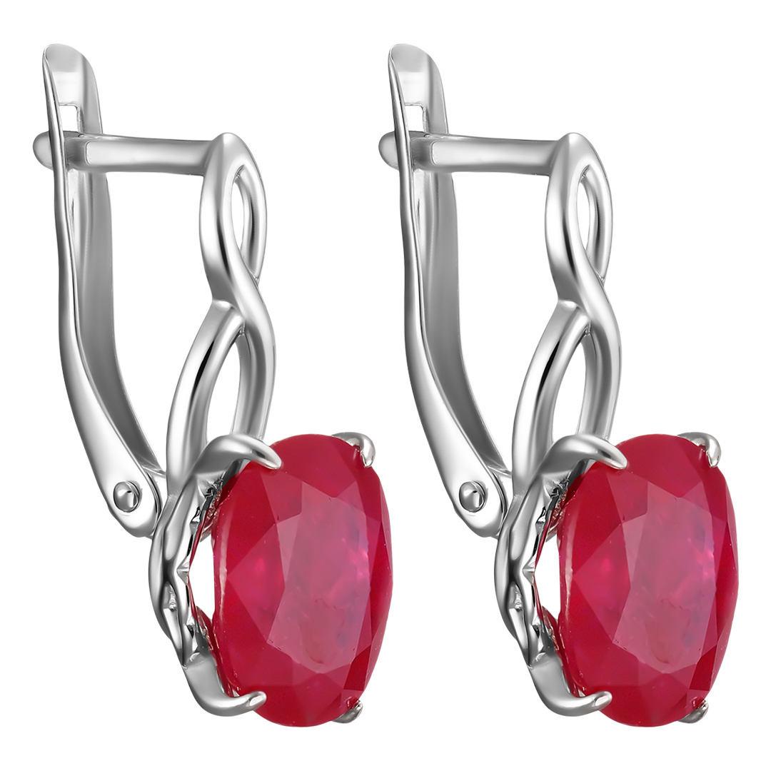 Серебряные серьги 925 пробы; вставки 2 Рубин 6,5 F/2
