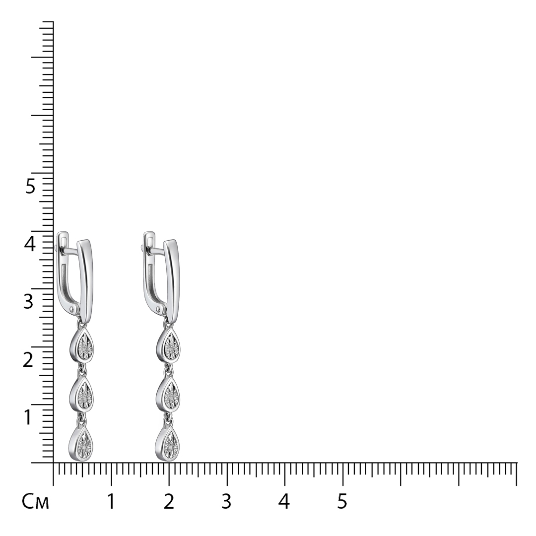 Серебряные серьги 925 пробы; с алмазной обработкой; вставки 6 Бр.Кр-17 0,023 2/3A;