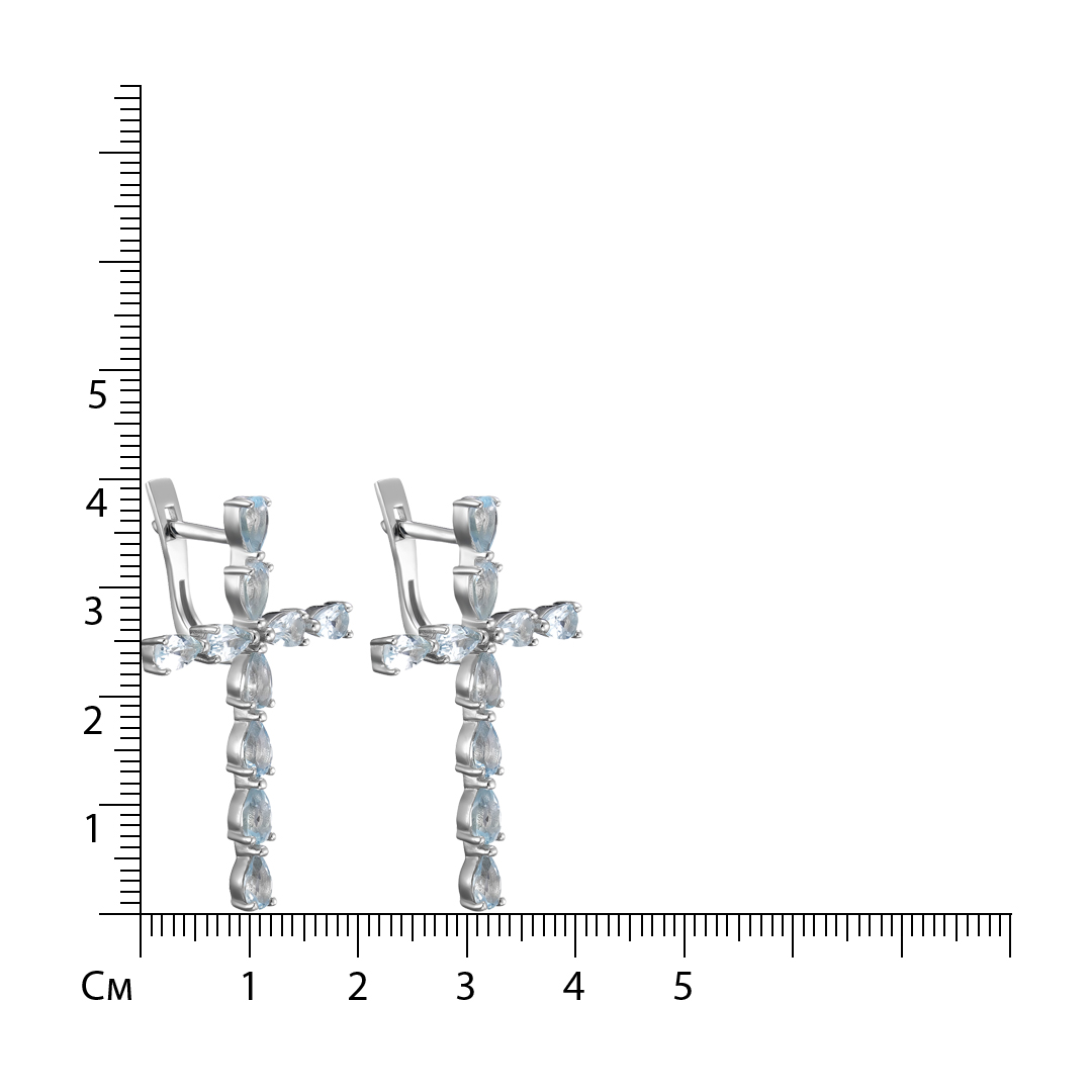 Серебряные серьги с топазами "Крестики"