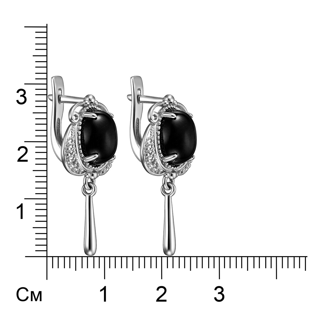 Серебряные серьги 925 пробы; вставки 2 Диопсид черный;