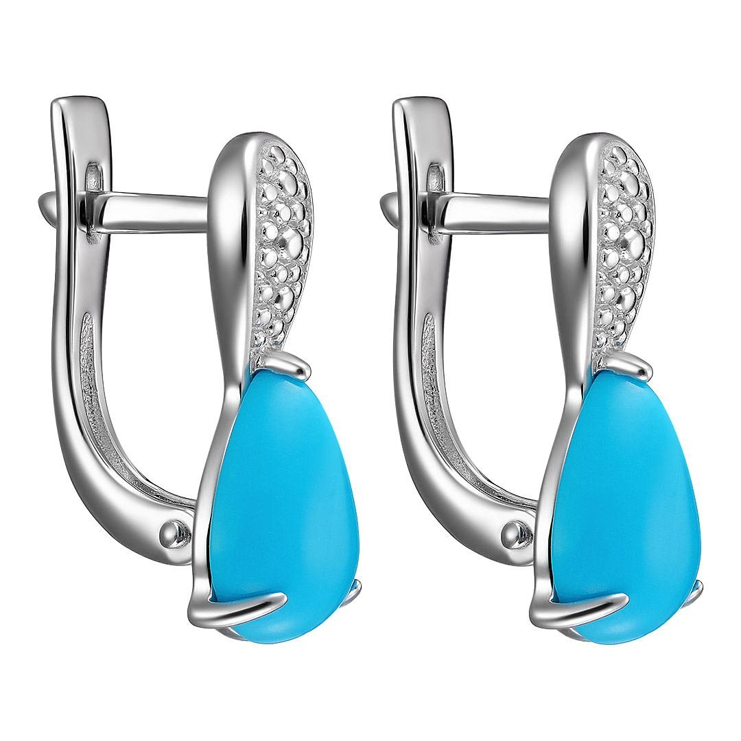 Серебряные серьги 925 пробы; вставки 2 Бирюза;